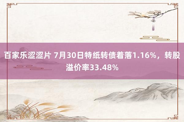 百家乐涩涩片 7月30日特纸转债着落1.16%，转股溢价率33.48%