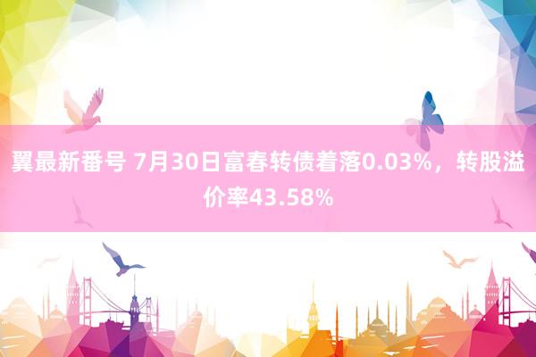 翼最新番号 7月30日富春转债着落0.03%，转股溢价率43.58%