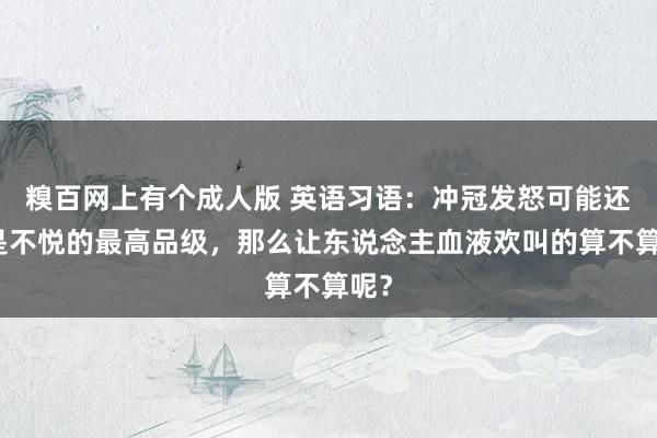 糗百网上有个成人版 英语习语：冲冠发怒可能还不是不悦的最高品级，那么让东说念主血液欢叫的算不算呢？