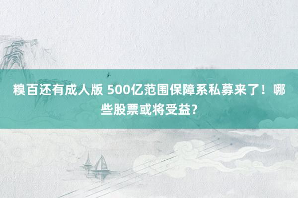 糗百还有成人版 500亿范围保障系私募来了！哪些股票或将受益？