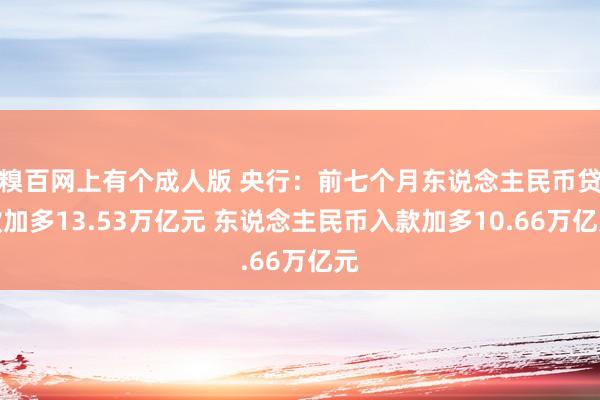 糗百网上有个成人版 央行：前七个月东说念主民币贷款加多13.53万亿元 东说念主民币入款加多10.66万亿元