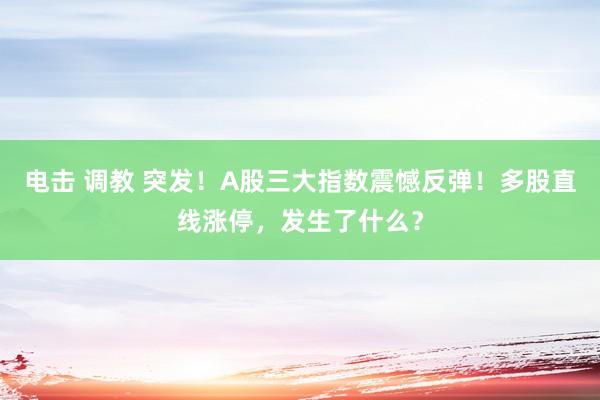 电击 调教 突发！A股三大指数震憾反弹！多股直线涨停，发生了什么？