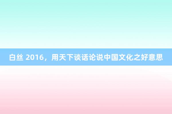 白丝 2016，用天下谈话论说中国文化之好意思